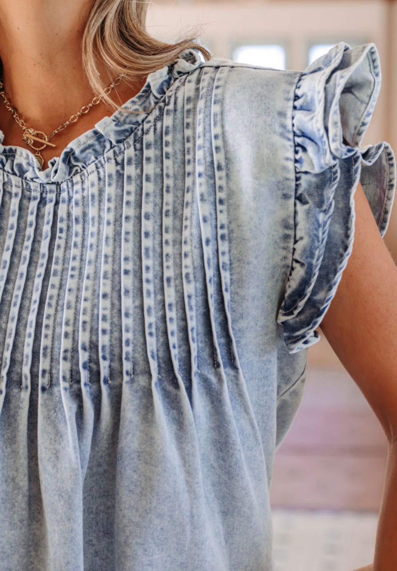 Vintage Washed Denim Top, PREORDER