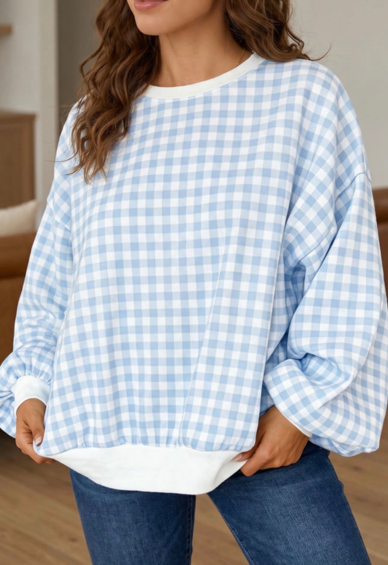 Gingham Sweatshirt, PREORDER
