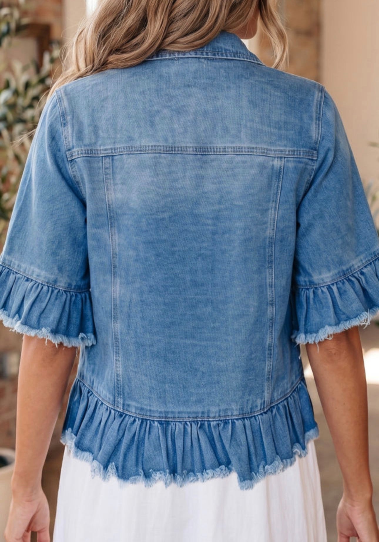 Ruffle Denim Jacket, PREORDER *ETA Mid August*