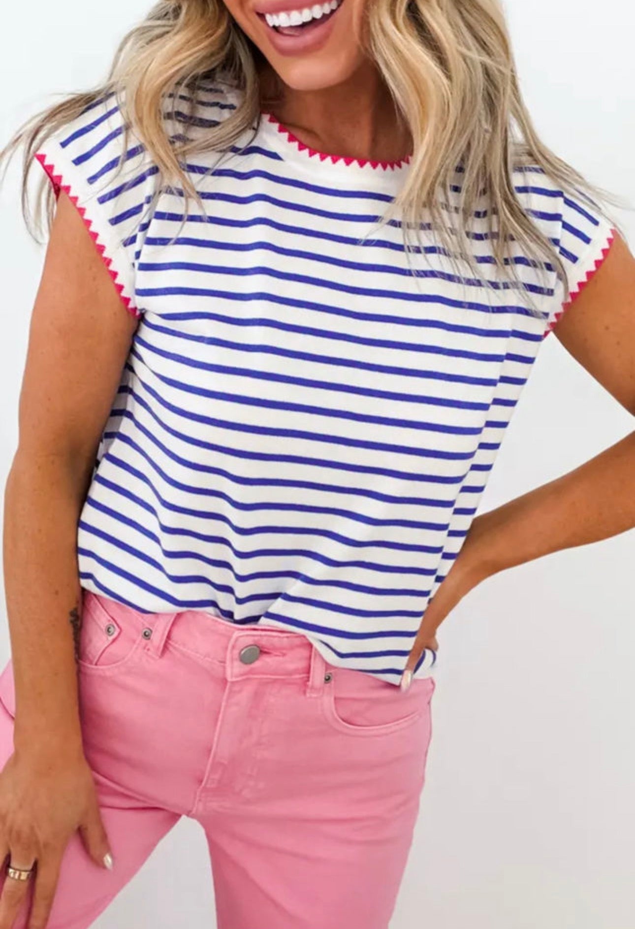 Blue Stripe Cap Sleeve PREORDER