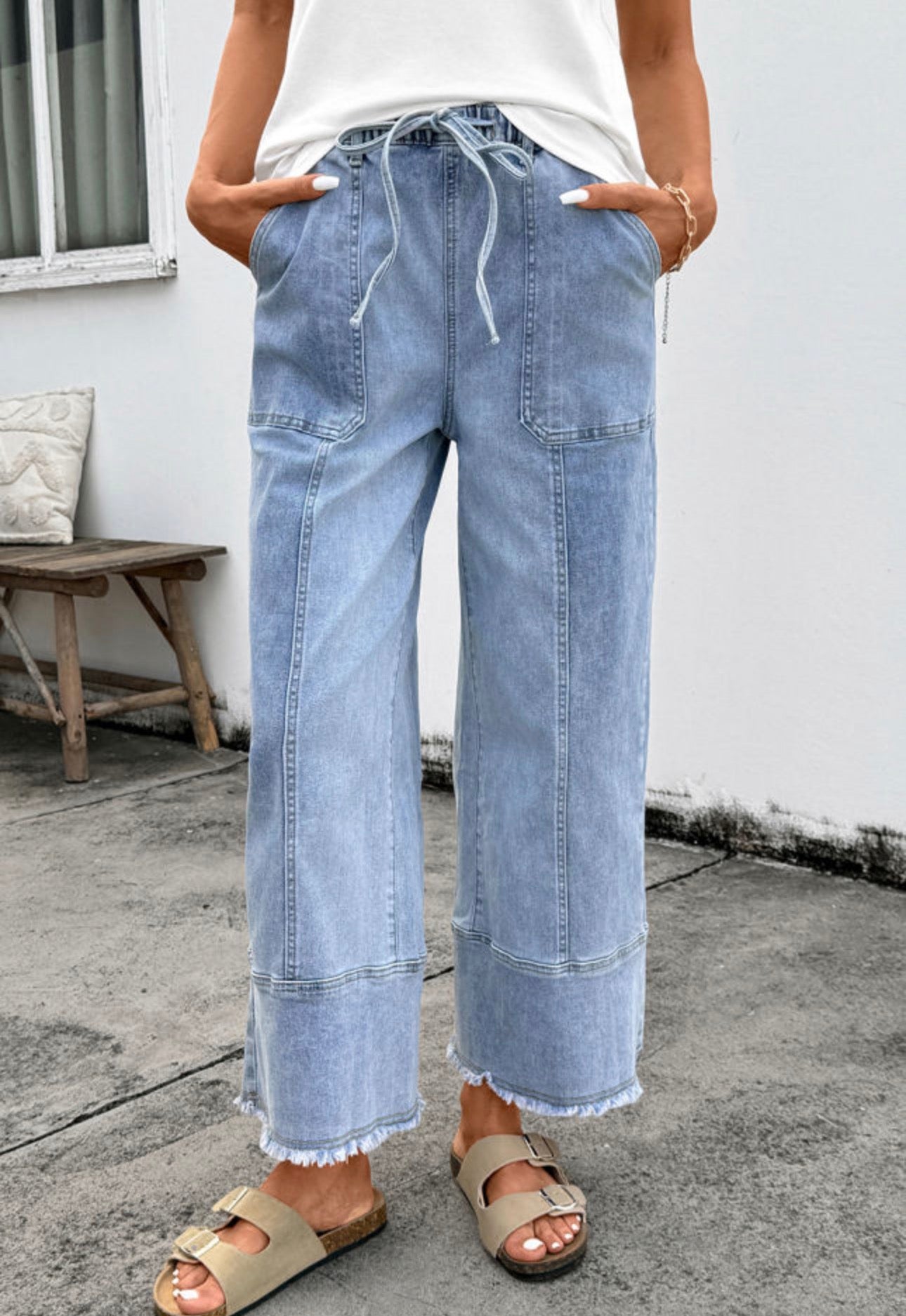 Raw Hem Wide Leg Denim, PREORDER *final sale*