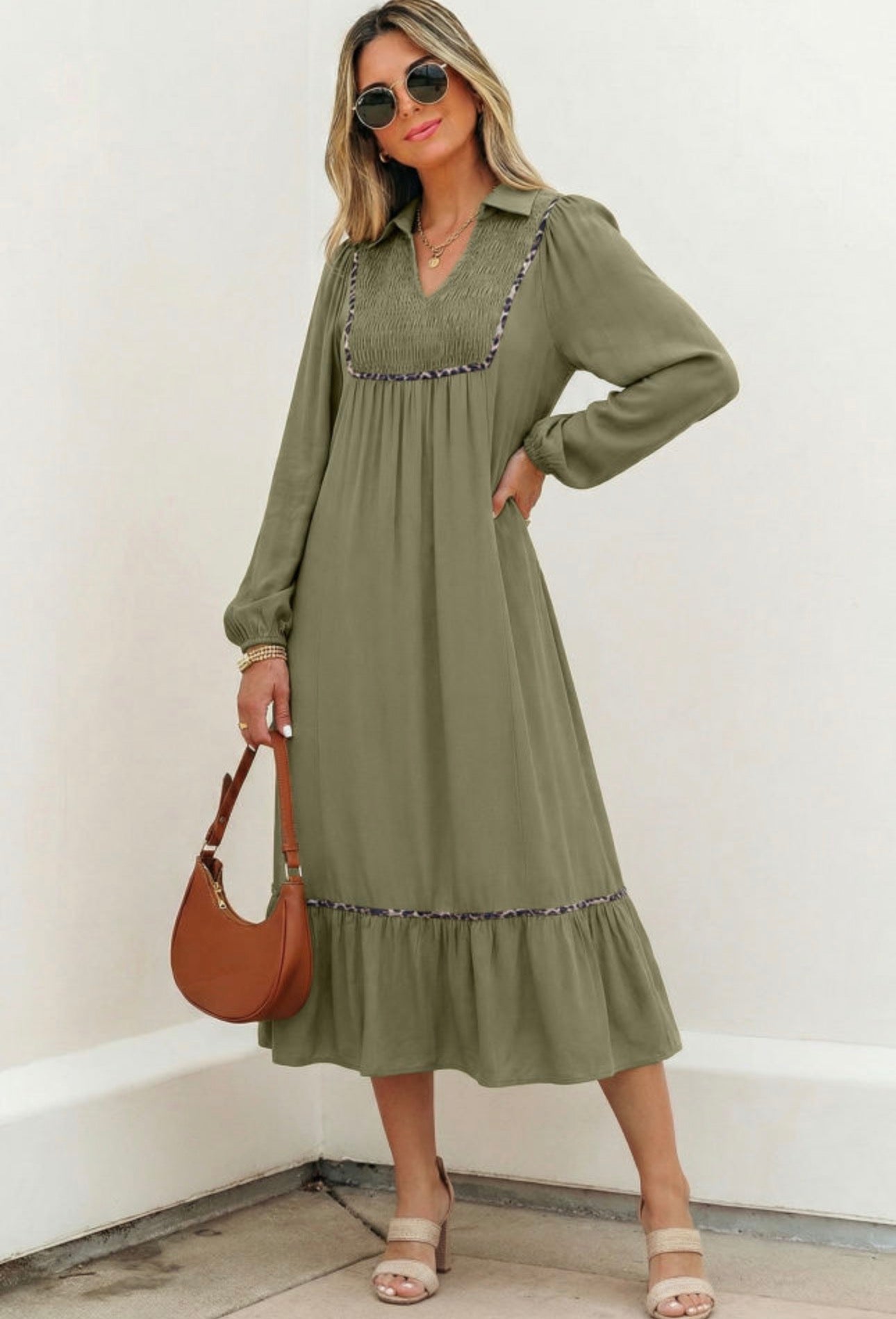 Leopard Trim Midi PREORDER, 3 Colors