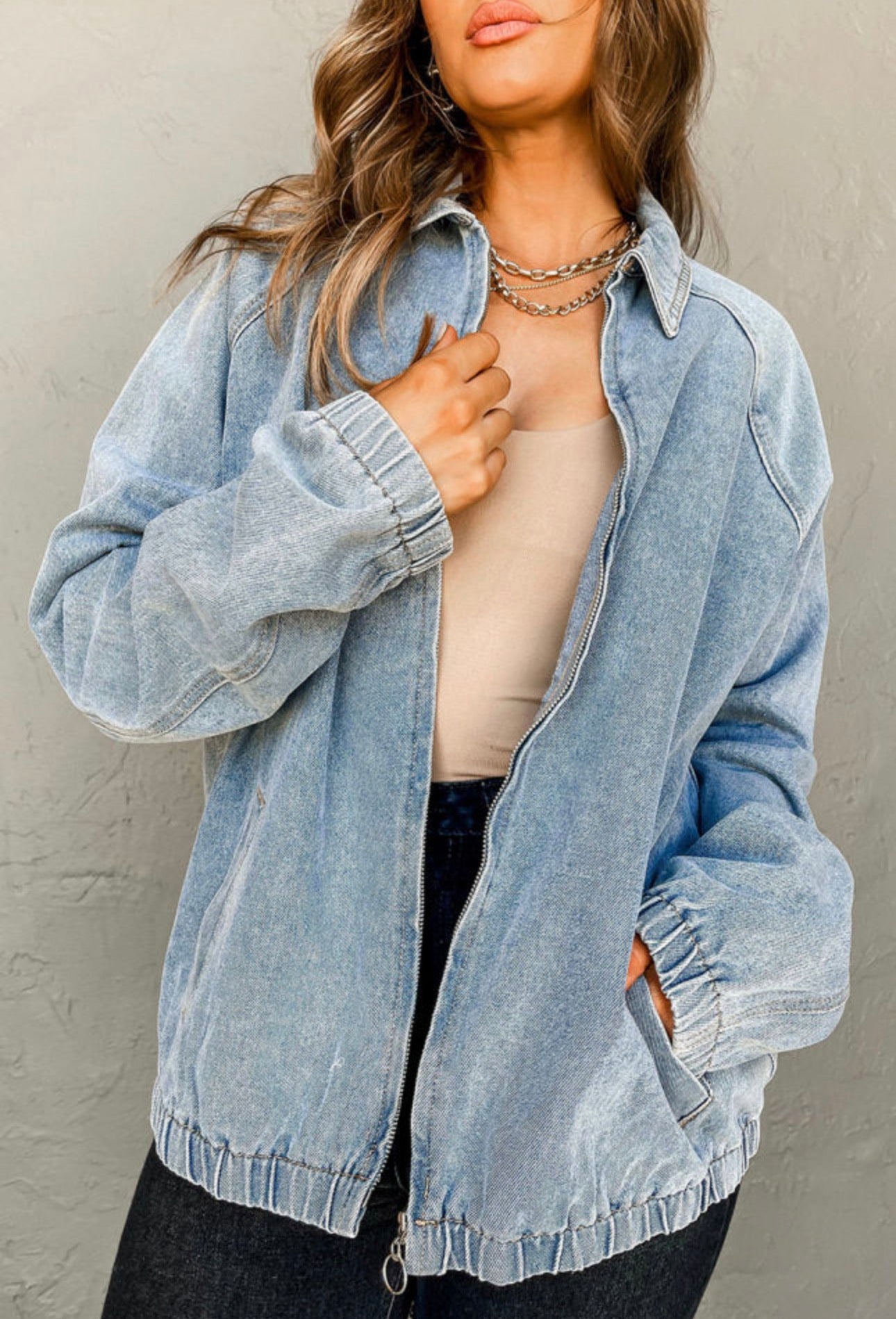 Zip Up Denim Jacket, PREORDER