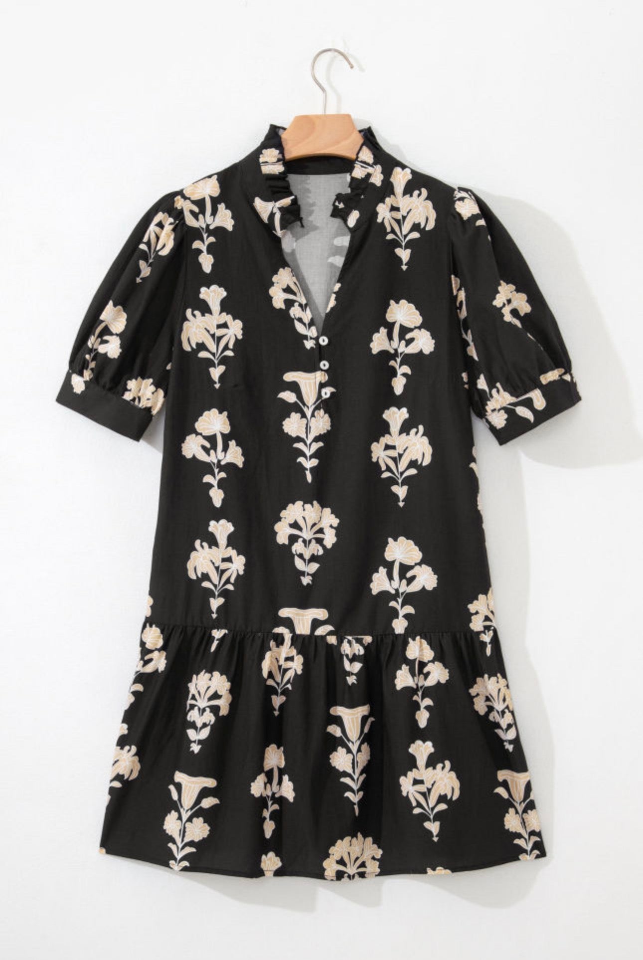Frilled V Neck Dress, PREORDER, 2 Colors