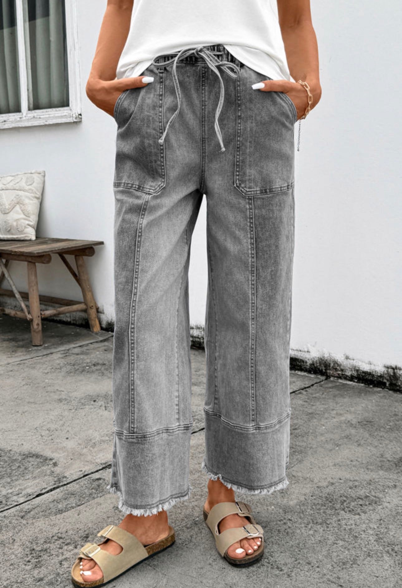 Raw Hem Wide Leg Denim, PREORDER *final sale*