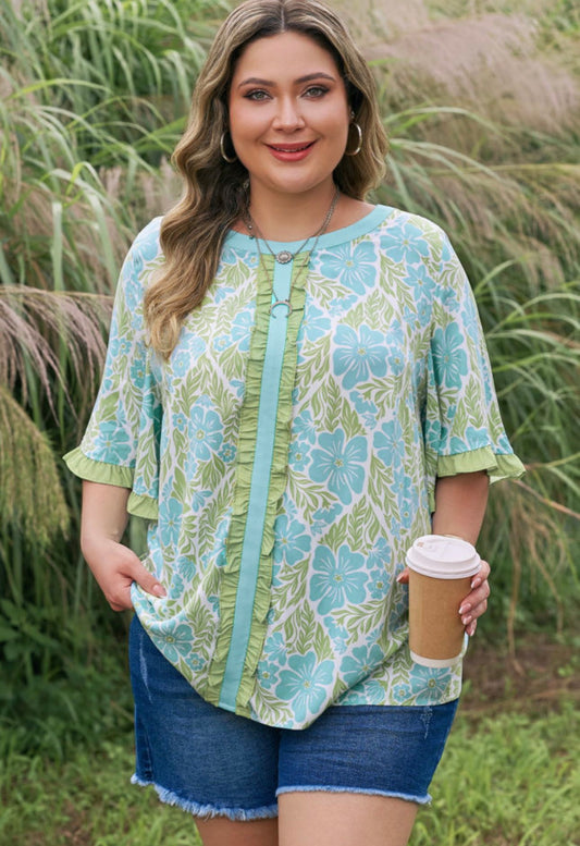 CURVY Floral Blouse, PREORDER