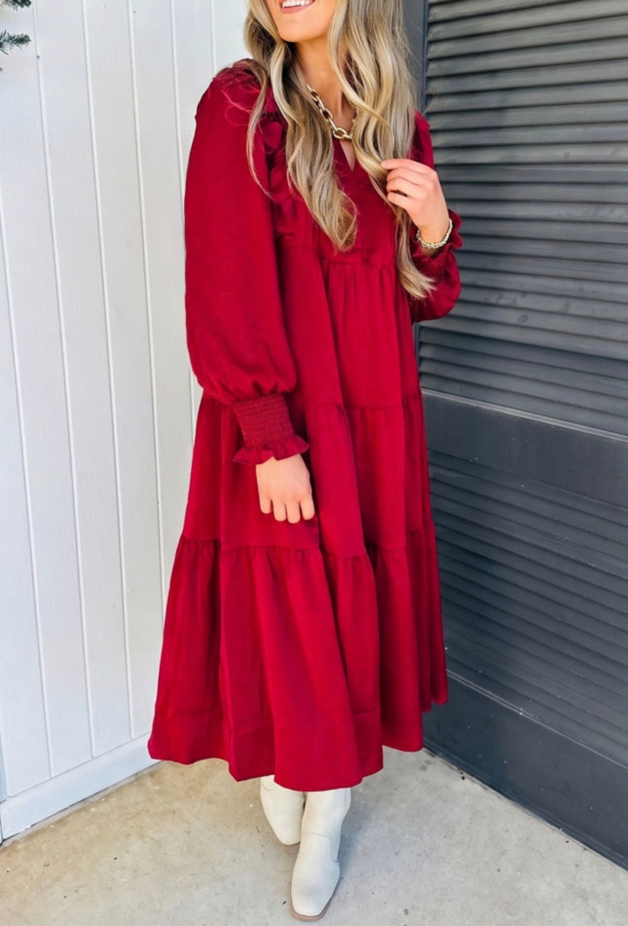 Long Sleeve Ruffle Midi, PREORDER