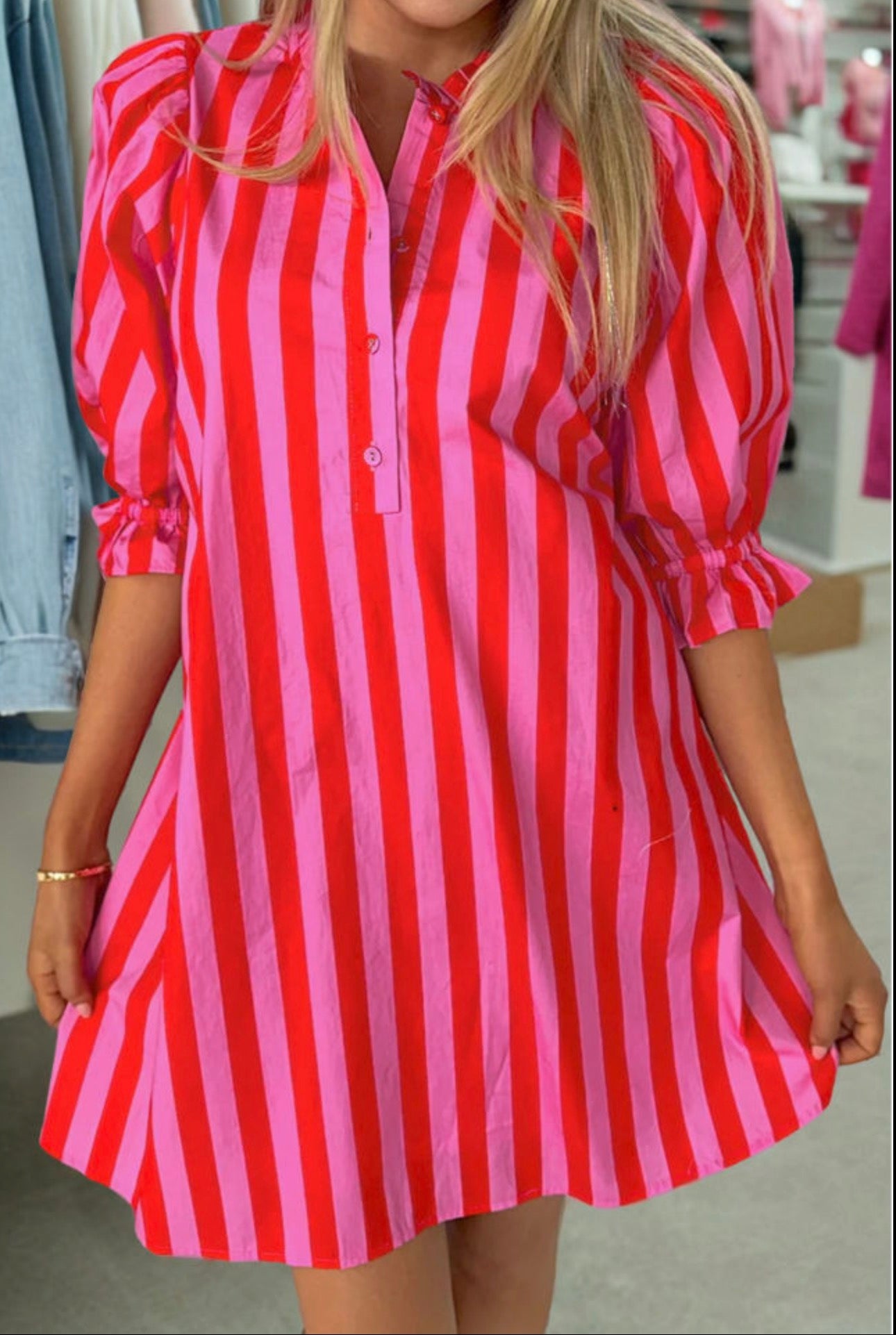 Red & Pink Stripe Dress