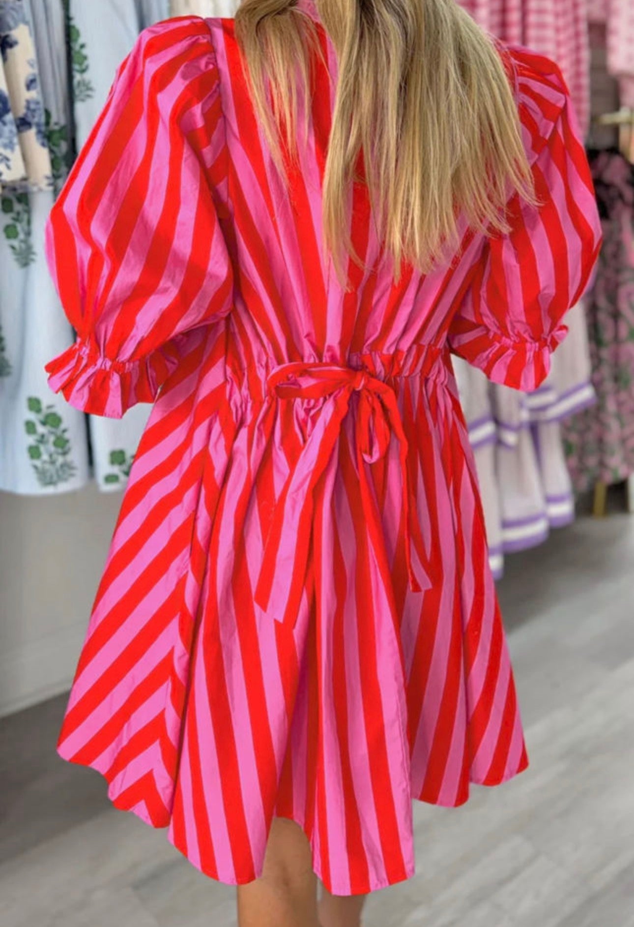 Red & Pink Stripe Dress